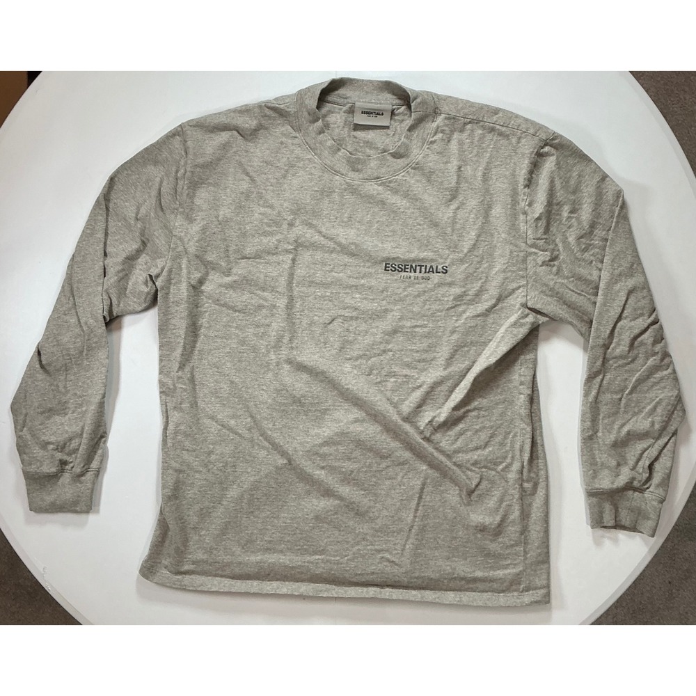 Fear of God Essentials Long Sleeve Shirt Mens XXL Grey Cotton Streetwear Tee